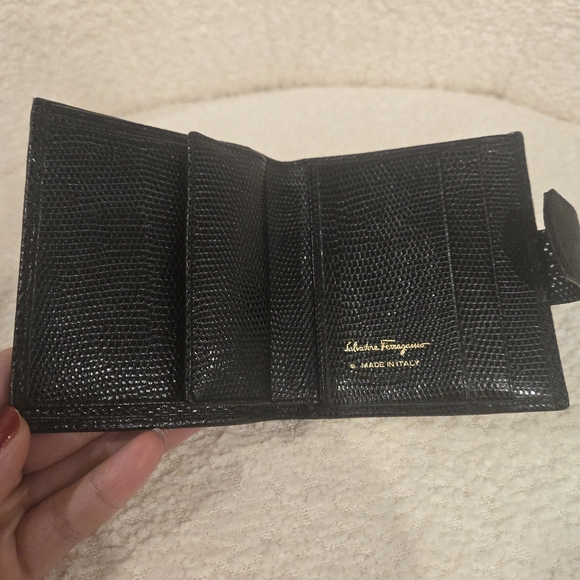 Salvatore Ferragamo Black Wallet with Gold Accent - Picture 9 of 12